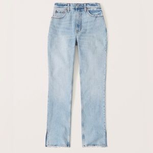 NWT Abercrombie Split Hem Curve Love 90s Straight Leg Jean - 27